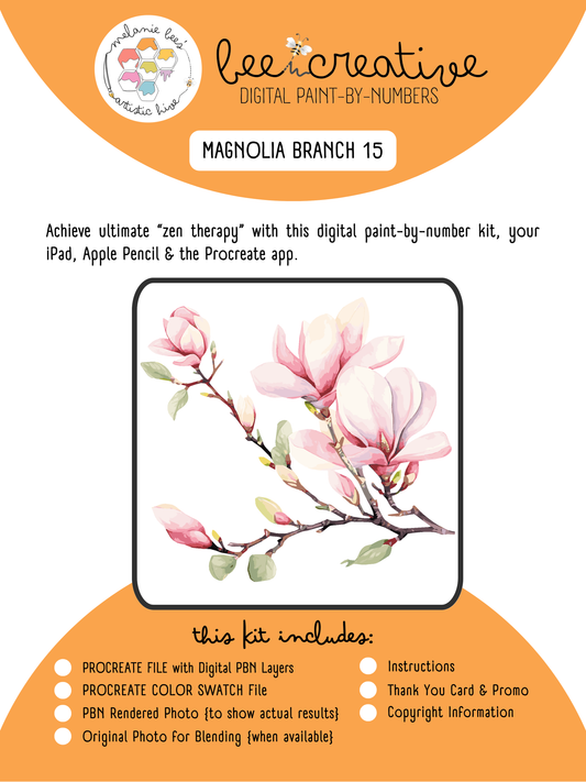 BEE CREATIVE Digital Paint by Number Kit {for Procreate} - MAGNOLIA BRANCH 15
