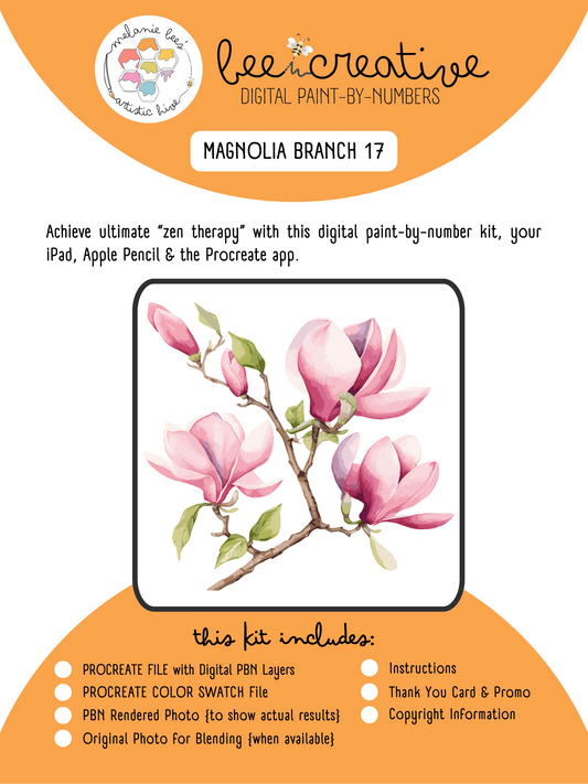 BEE CREATIVE Digital Paint by Number Kit {for Procreate} - MAGNOLIA BRANCH 17
