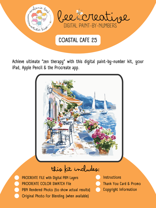 BEE CREATIVE Digital Paint by Number Kit {for Procreate} - COASTAL CAFE 25