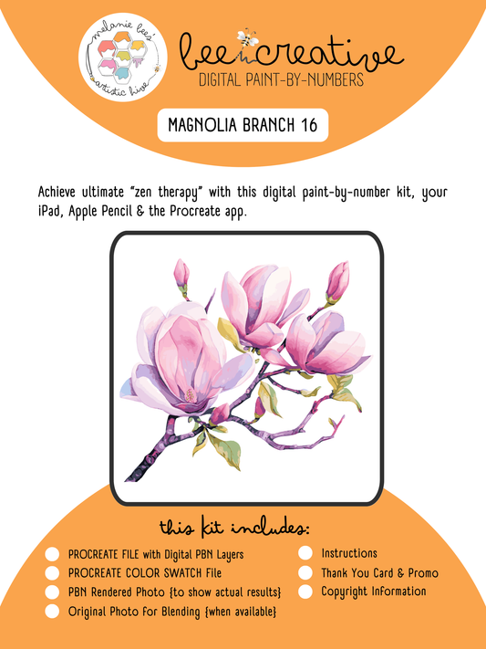 BEE CREATIVE Digital Paint by Number Kit {for Procreate} - MAGNOLIA BRANCH 16