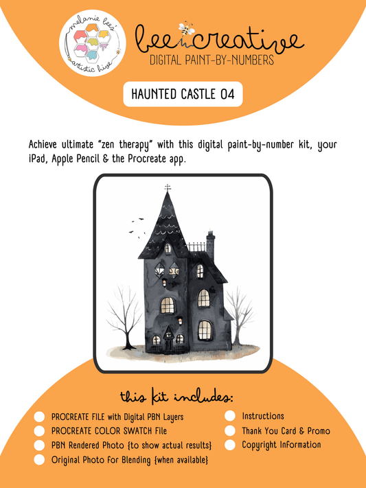 BEE CREATIVE Digital Paint by Number Kit {for Procreate} - HAUNTED CASTLE 04 (Copy)