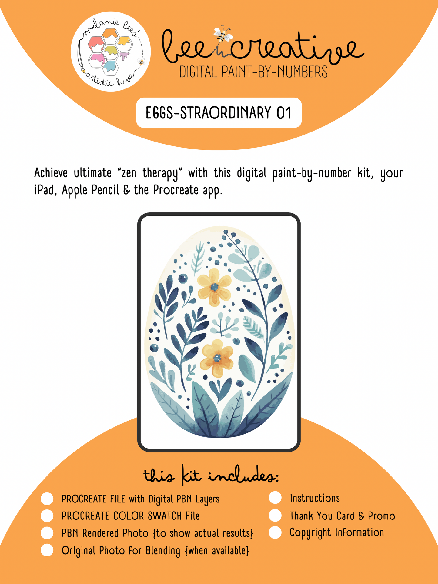 BEE CREATIVE Digital Paint by Number Kit {for Procreate} - EGG-STRAORDINARY 01