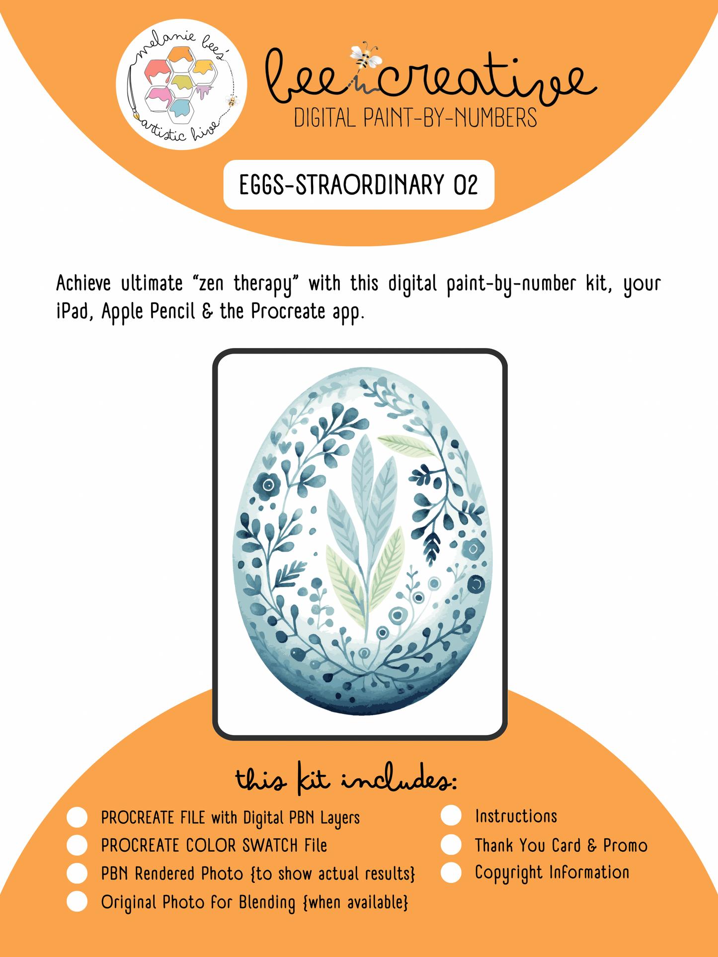 BEE CREATIVE Digital Paint by Number Kit {for Procreate} - EGG-STRAORDINARY 02