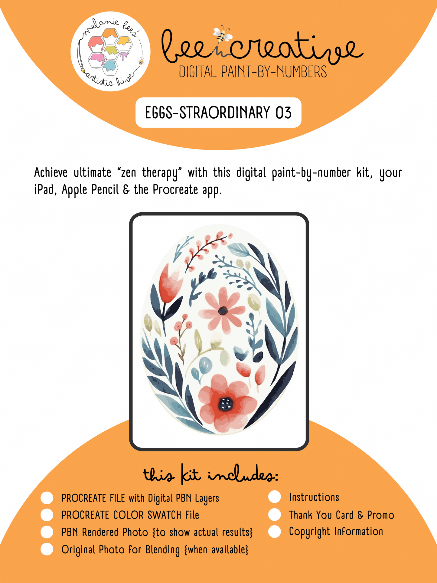 BEE CREATIVE Digital Paint by Number Kit {for Procreate} - EGG-STRAORDINARY 03