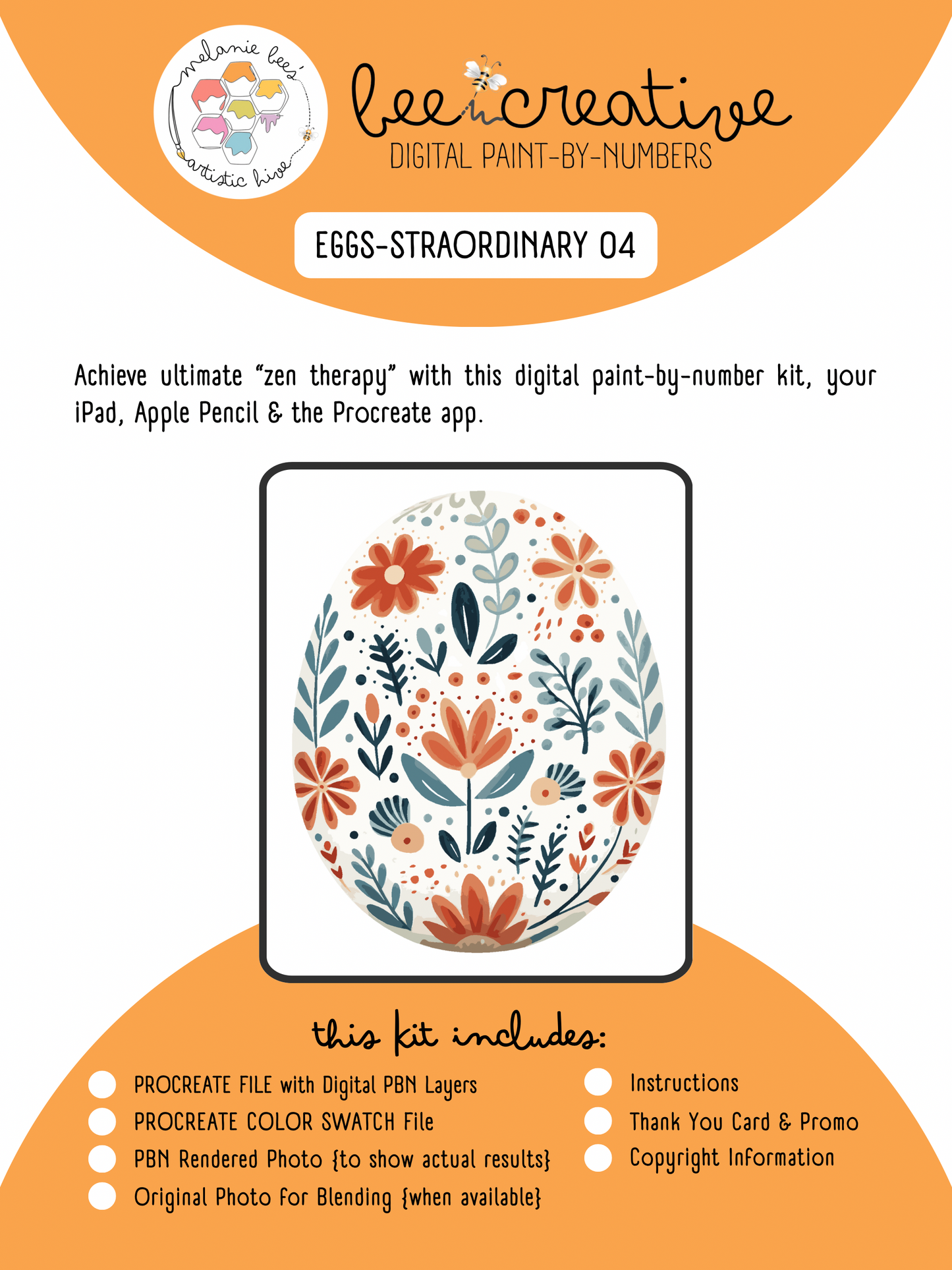 BEE CREATIVE Digital Paint by Number Kit {for Procreate} - EGG-STRAORDINARY 04