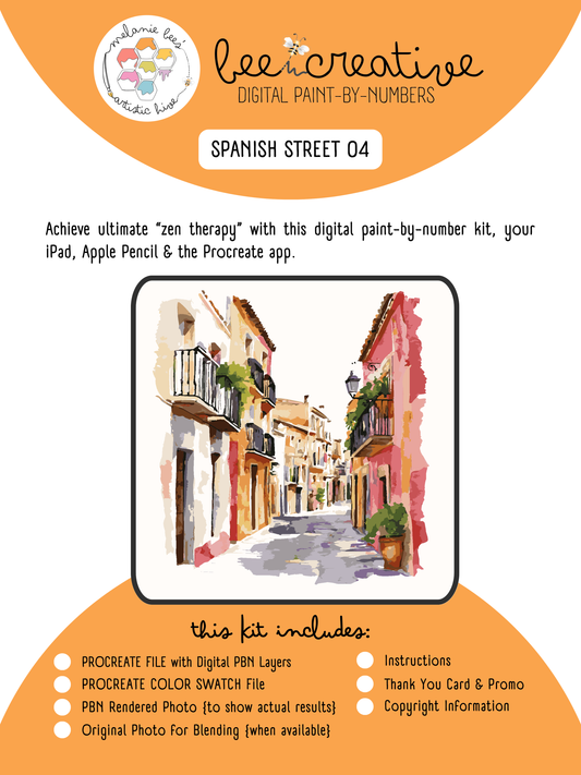 BEE CREATIVE Digital Paint by Number Kit {for Procreate} - SPANISH STREET 04