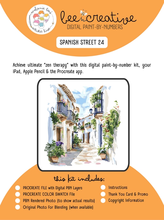 BEE CREATIVE Digital Paint by Number Kit {for Procreate} - SPANISH STREET 24