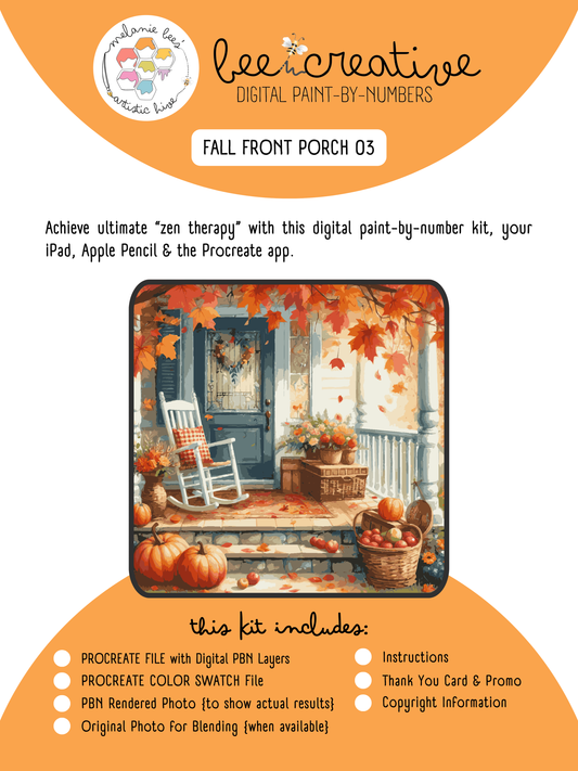 BEE CREATIVE Digital Paint by Number Kit {for Procreate} - FALL FRONT PORCH 03