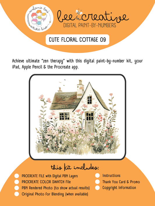 BEE CREATIVE Digital Paint by Number Kit {for Procreate} - CUTE FLORAL COTTAGE 09