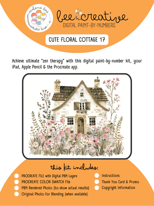 BEE CREATIVE Digital Paint by Number Kit {for Procreate} - CUTE FLORAL COTTAGE 17
