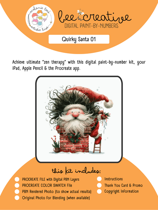 BEE CREATIVE Digital Paint by Number Kit {for Procreate} - QUIRKY SANTA 01