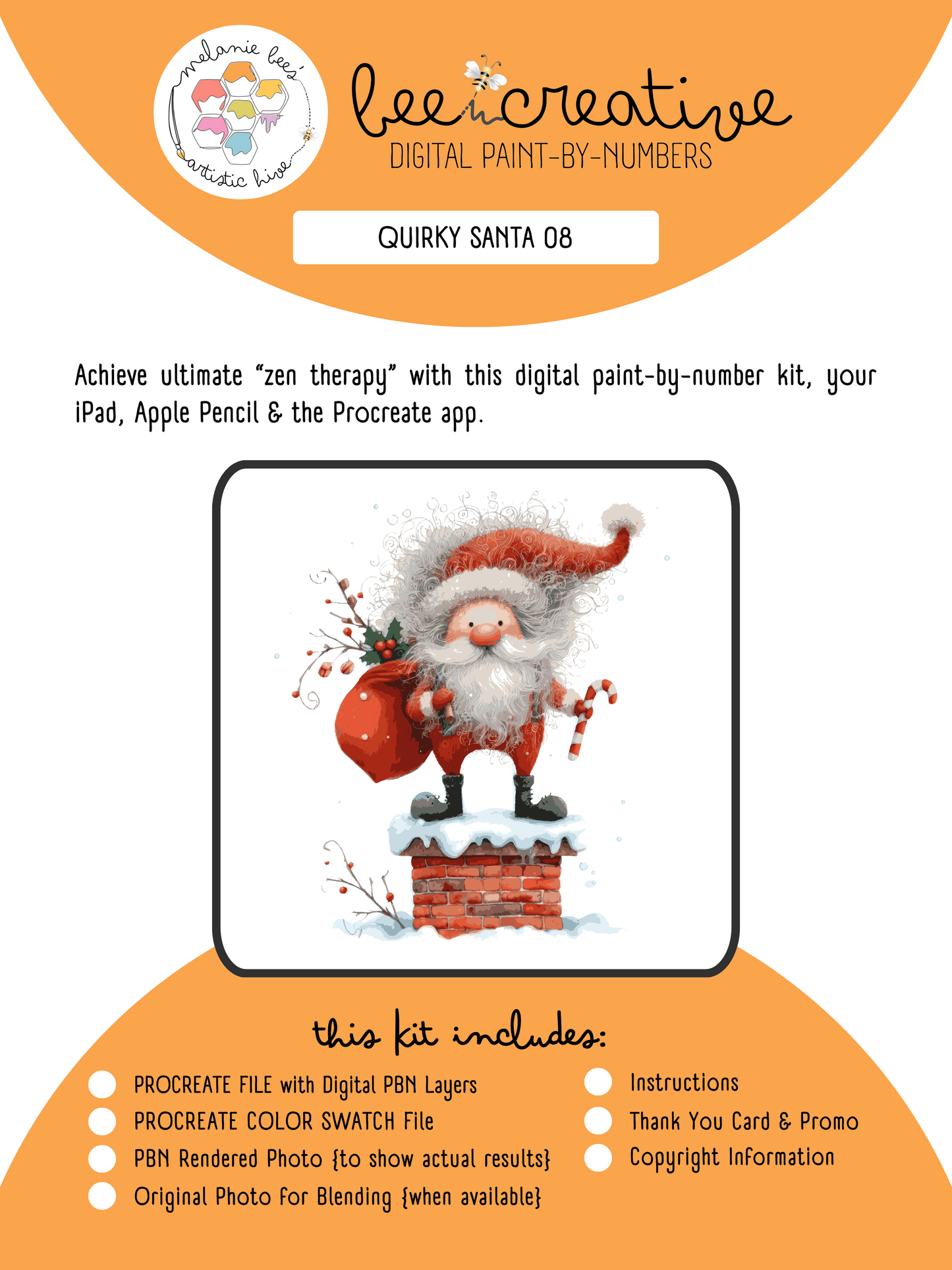 BEE CREATIVE Digital Paint by Number Kit {for Procreate} - QUIRKY SANTA 08