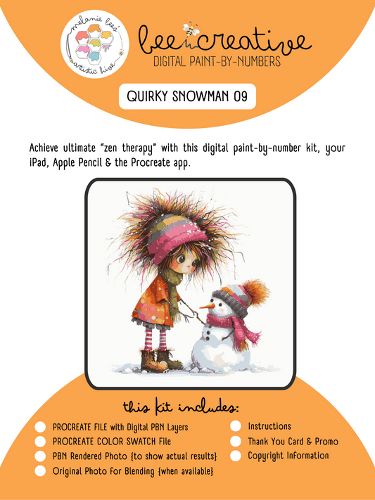 Kit de pintura digital por números BEE CREATIVE {para Procreate} - MUÑECO DE NIEVE EXTRANJERO 09