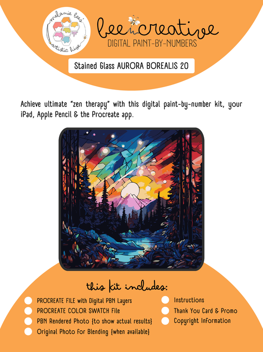 Kit de pintura digital por números BEE CREATIVE {para Procreate} - VIDRIERAS AURORA BOREALIS 20