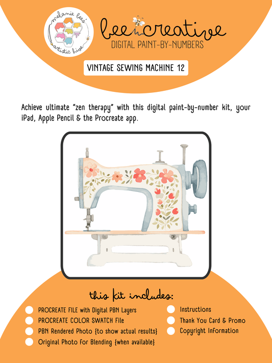 Kit de pintura digital por números BEE CREATIVE {para Procreate} - MÁQUINA DE COSER VINTAGE 12