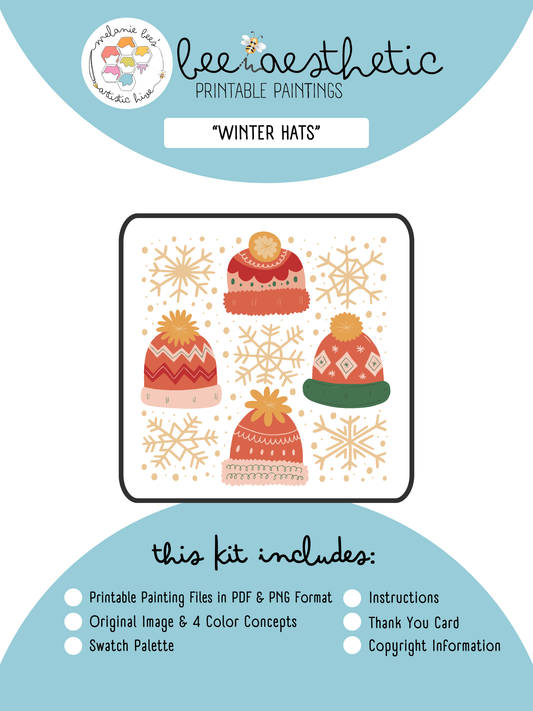 BEE AESTHETIC Printable Painting Kit - WINTER HATS