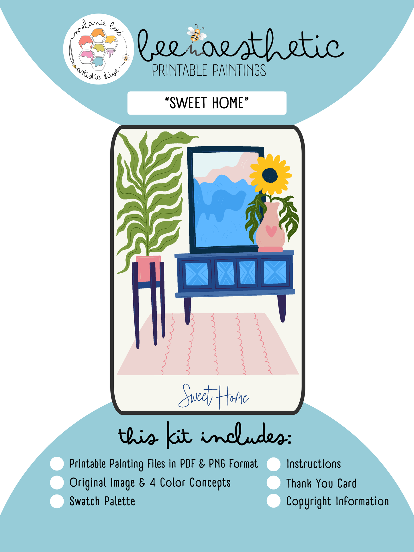 BEE AESTHETIC Printable Painting Kit - SWEET HOME