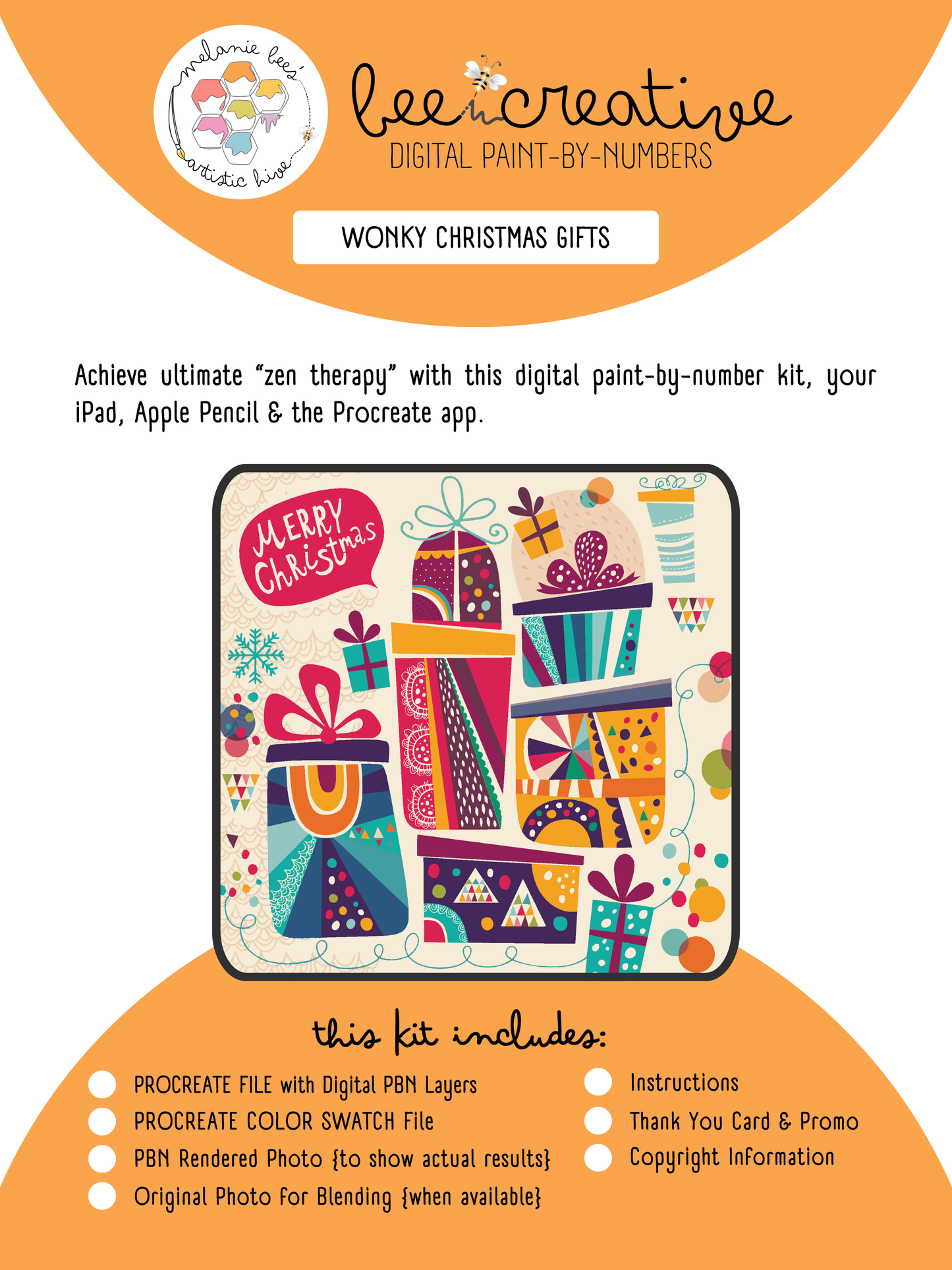 BEE CREATIVE Digital Paint by Number Kit {for Procreate} - WONKY CHRISTMAS GIFTS