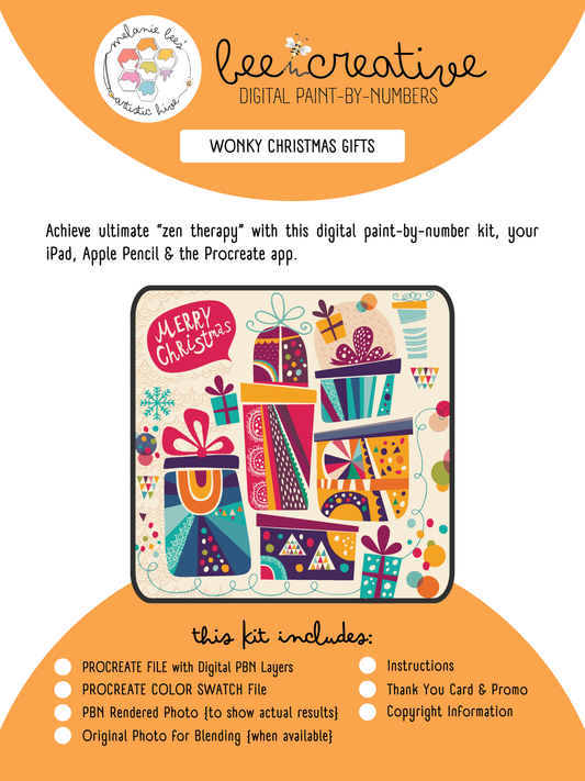 BEE CREATIVE Digital Paint by Number Kit {for Procreate} - WONKY CHRISTMAS GIFTS