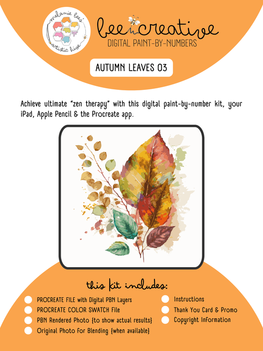 BEE ARTISTIC Printable Paint by Number Kit - AUTUMN LEAVES 03