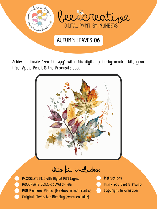 BEE ARTISTIC Printable Paint by Number Kit - AUTUMN LEAVES 06