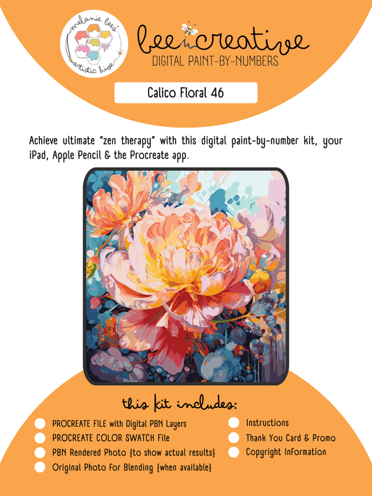 BEE CREATIVE Digital Paint by Number Kit {for Procreate} - CALICO FLORAL 46