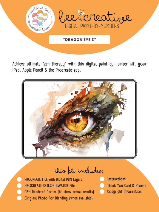 BEE CREATIVE Digital Paint by Number Kit {for Procreate} - DRAGON EYE 3