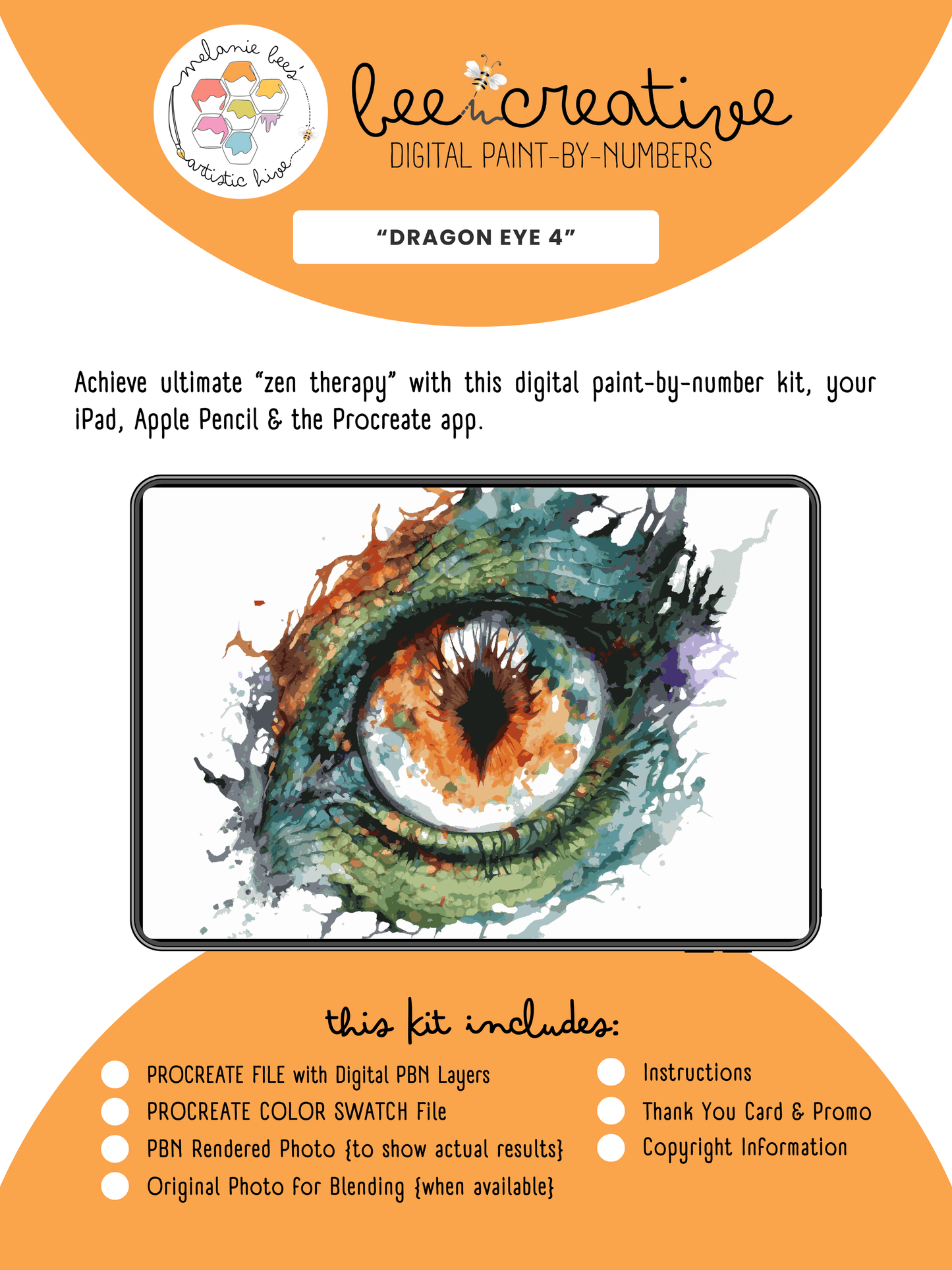 BEE CREATIVE Digital Paint by Number Kit {for Procreate} - DRAGON EYE 4