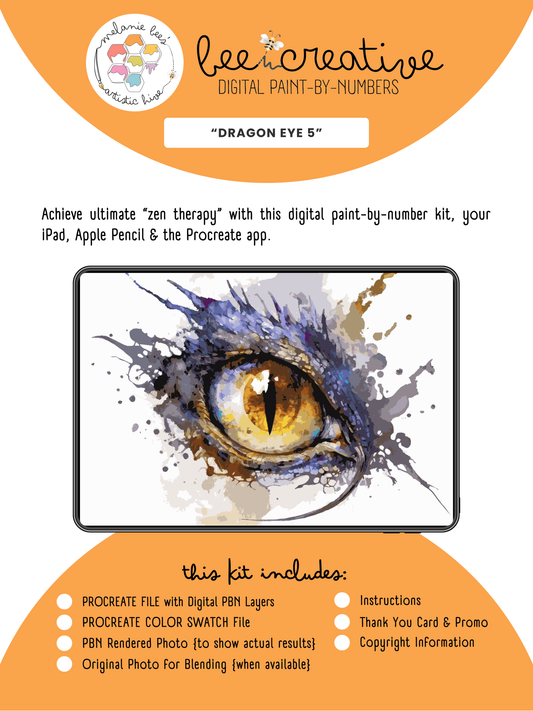 BEE CREATIVE Digital Paint by Number Kit {for Procreate} - DRAGON EYE 5