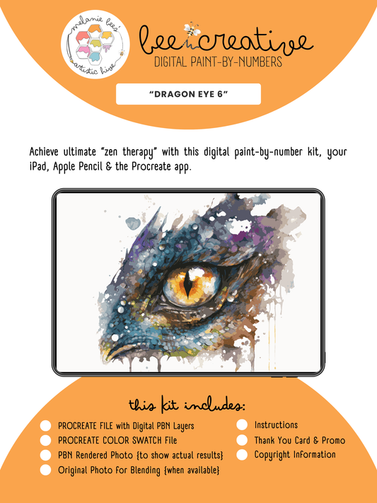 BEE CREATIVE Digital Paint by Number Kit {for Procreate} - DRAGON EYE 6