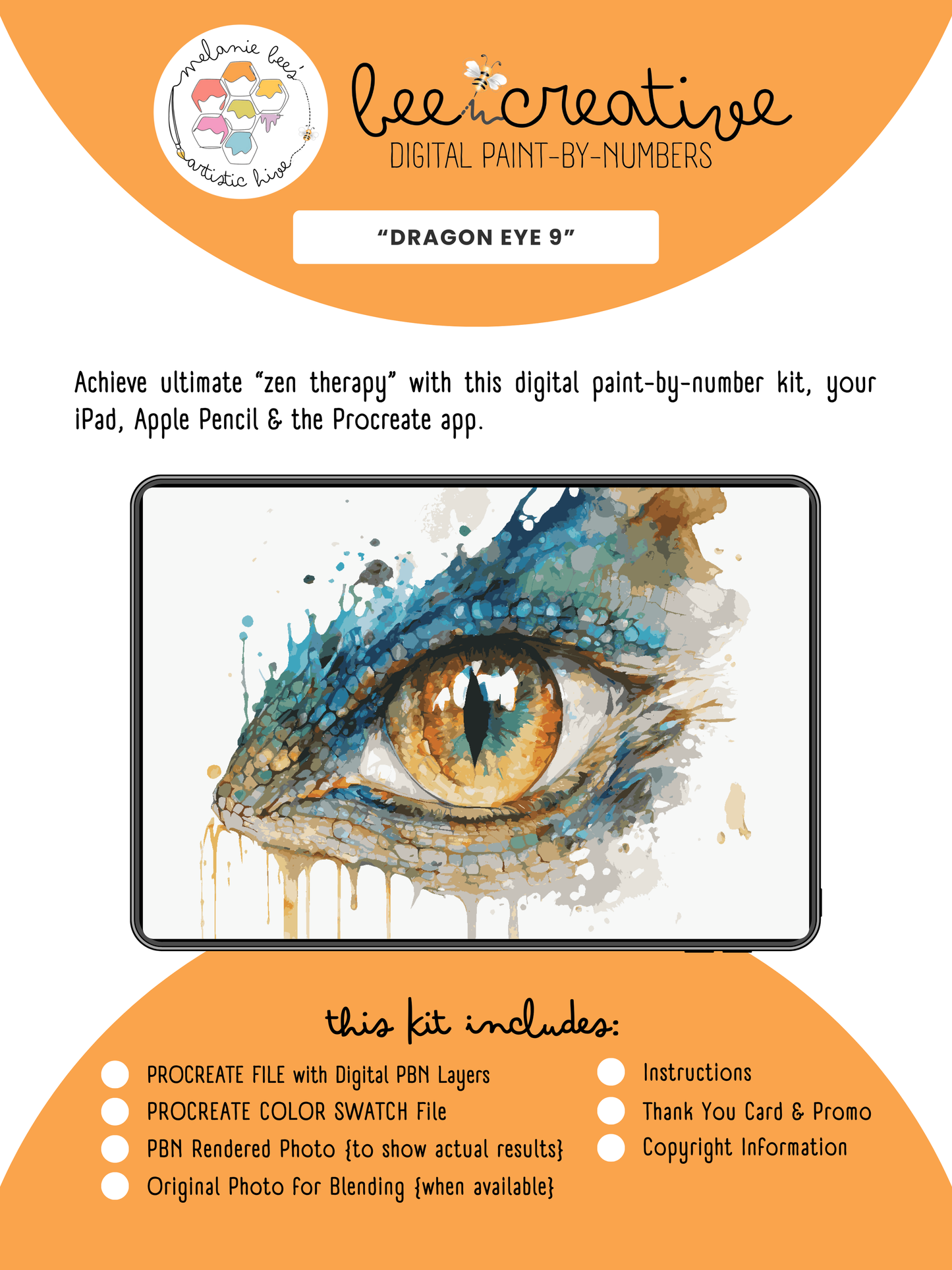 BEE CREATIVE Digital Paint by Number Kit {for Procreate} - DRAGON EYE 9