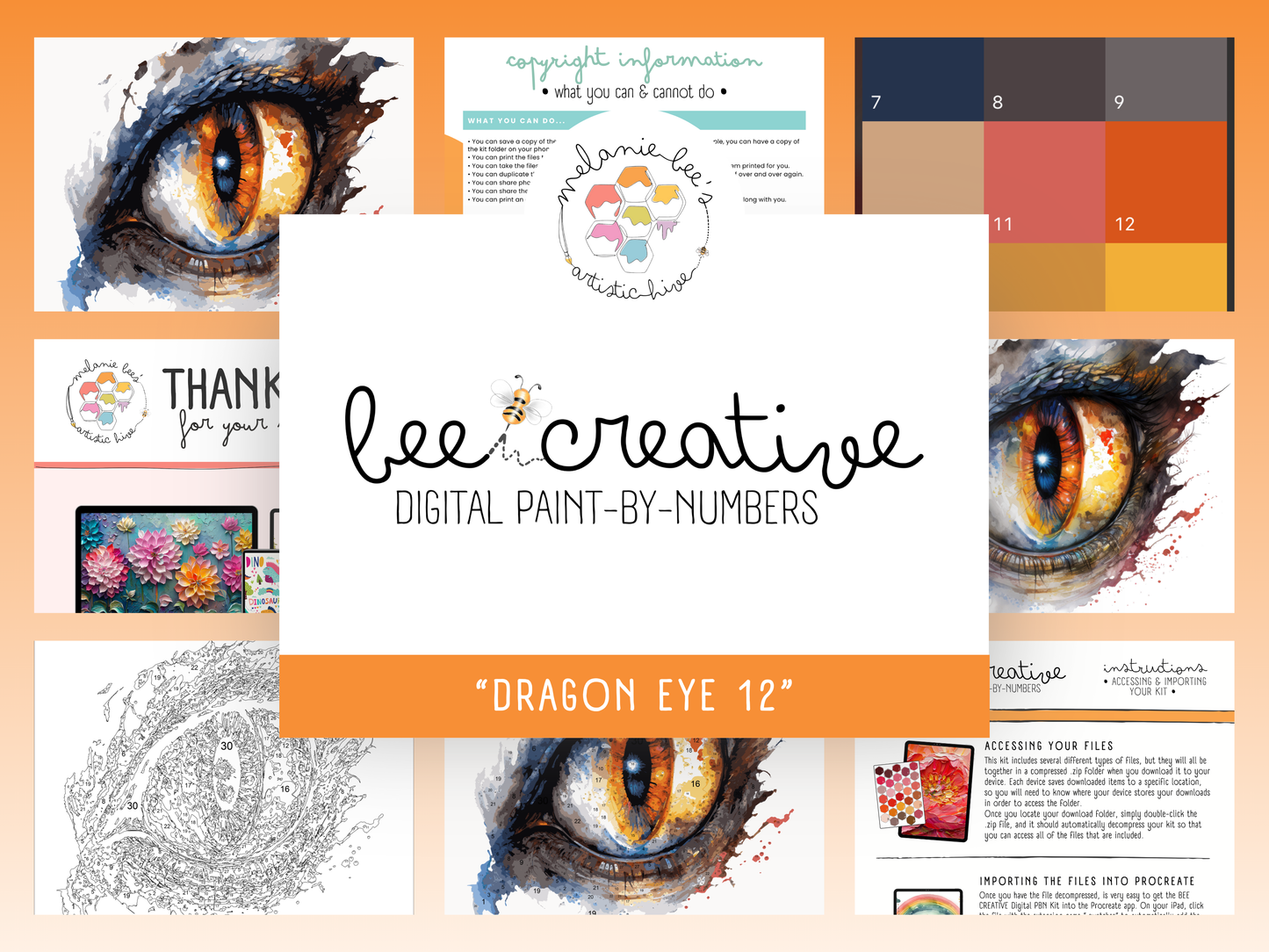 BEE CREATIVE Digital Paint by Number Kit {for Procreate} - DRAGON EYE 12