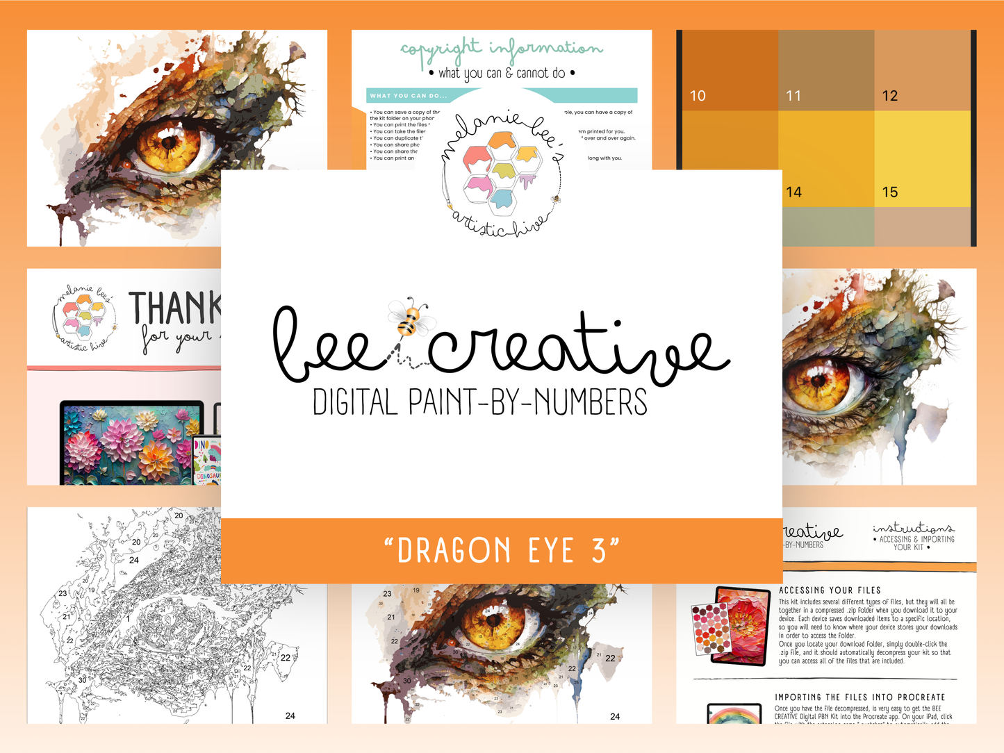 BEE CREATIVE Digital Paint by Number Kit {for Procreate} - DRAGON EYE 3