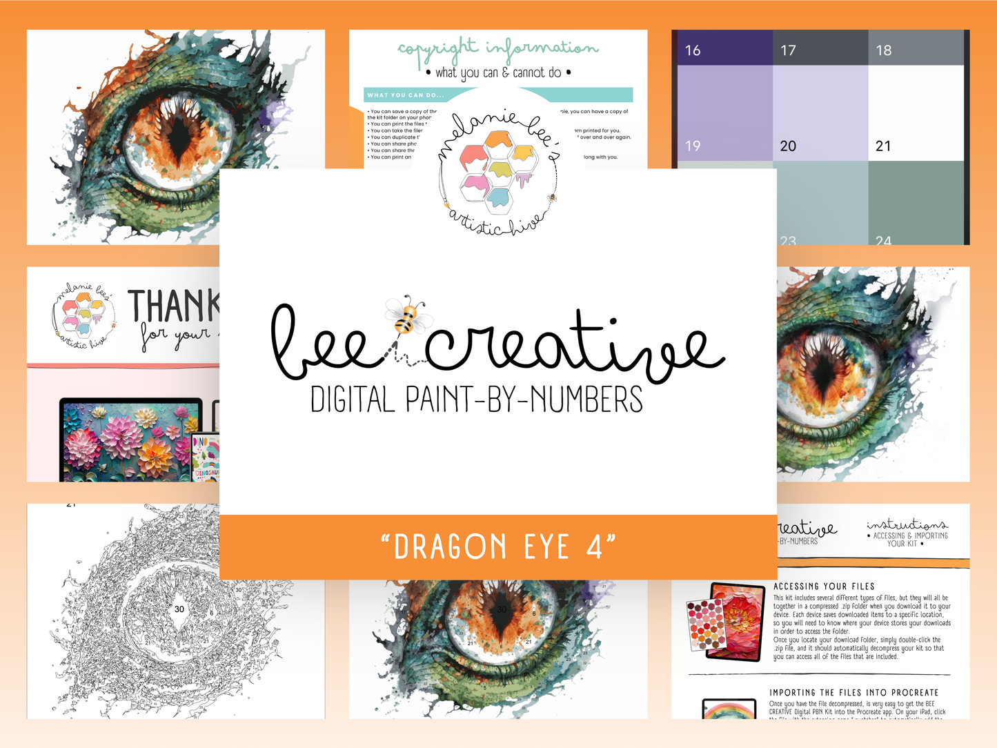 BEE CREATIVE Digital Paint by Number Kit {for Procreate} - DRAGON EYE 4