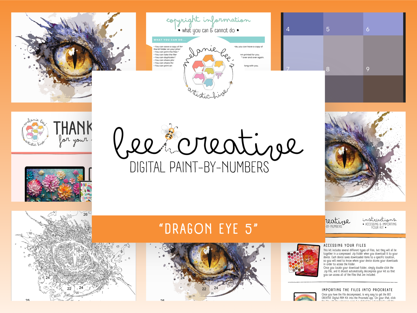 BEE CREATIVE Digital Paint by Number Kit {for Procreate} - DRAGON EYE 5