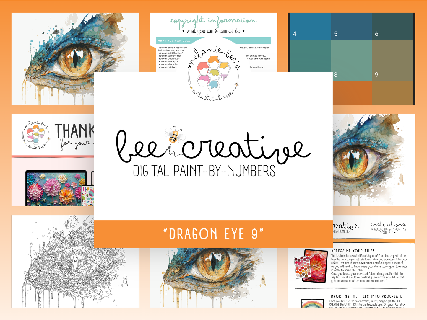 BEE CREATIVE Digital Paint by Number Kit {for Procreate} - DRAGON EYE 9