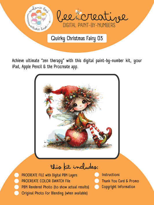 BEE CREATIVE Digital Paint by Number Kit {for Procreate} - QUIRKY CHRISTMAS FAIRY 03