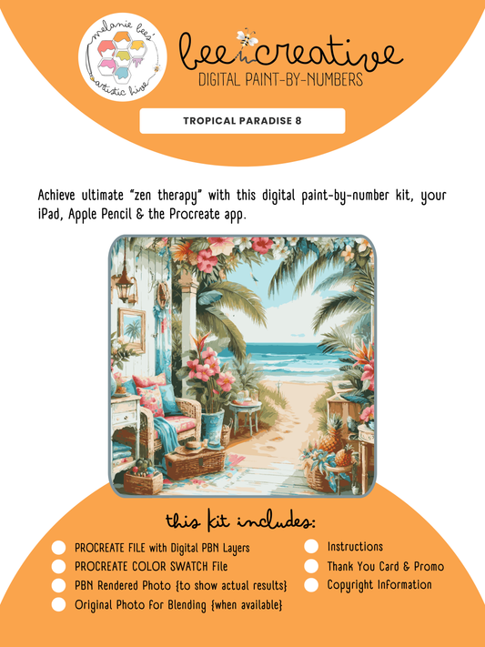 BEE CREATIVE Digital Paint by Number Kit {for Procreate} - Tropical Paradise 8