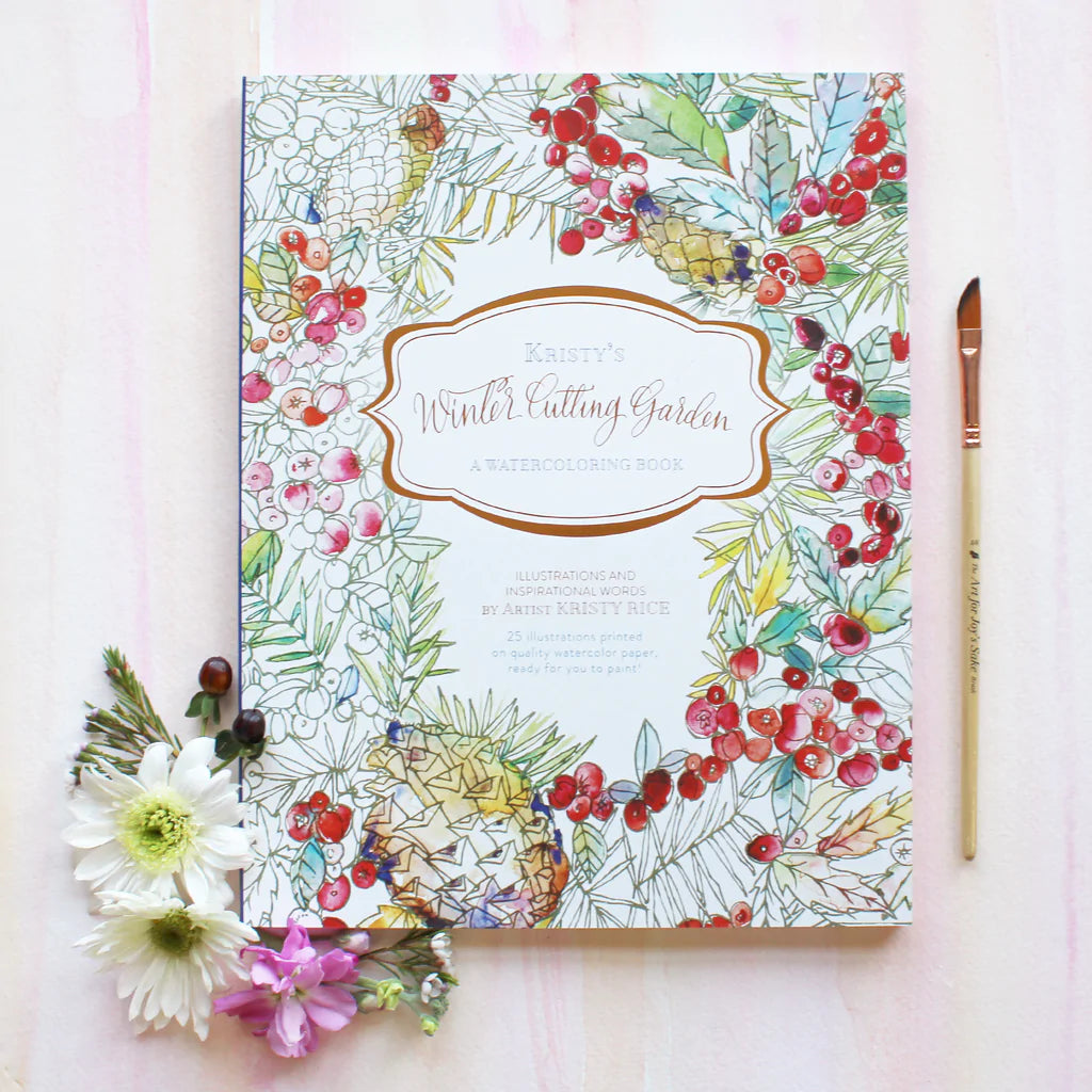 Watercolor Paintable Coloring Books - “Painterly Days: The Winter Cutting Garden” by Kristy Rice