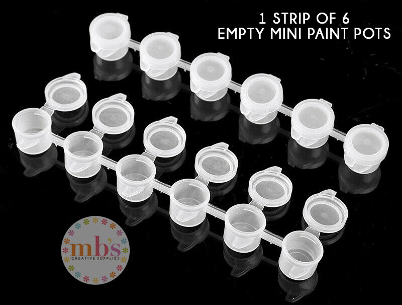 Empty Mini 2ml Paint Pots - 6 per Strip