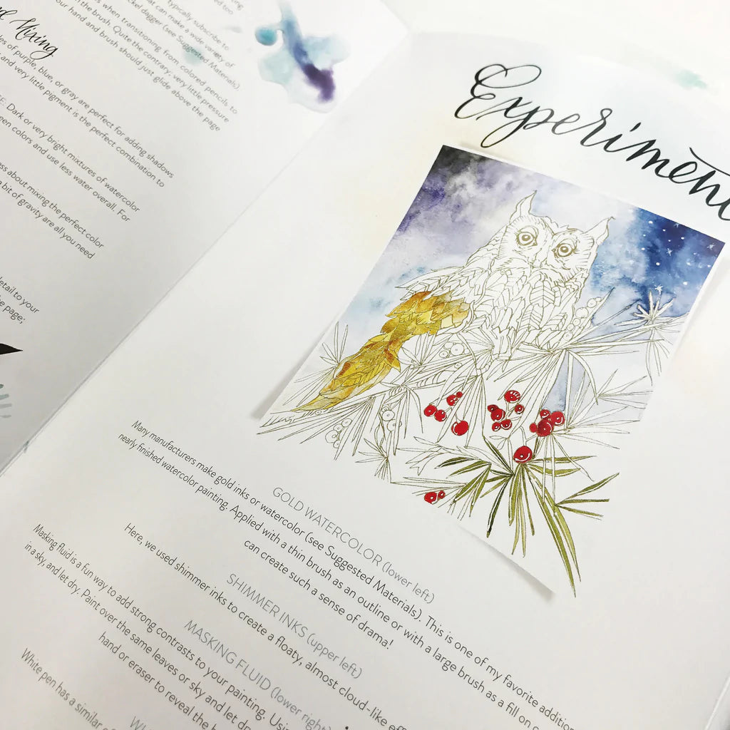 Watercolor Paintable Coloring Books - “Painterly Days: The Winter Cutting Garden” by Kristy Rice