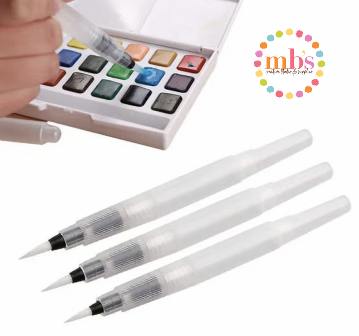 Watercolor Waterbrushes Refillable Paint Brushes - Set of 3 {S, M, L}